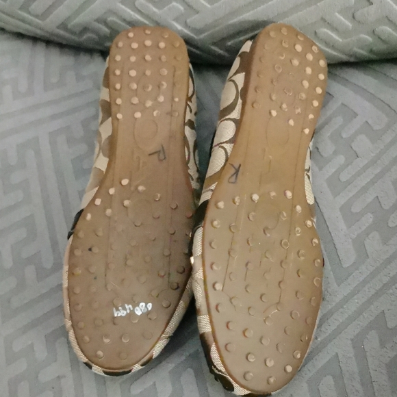 Coach Signature Canvas Brown & Beige Logo Moccasin Loafers - Picture 4 of 4